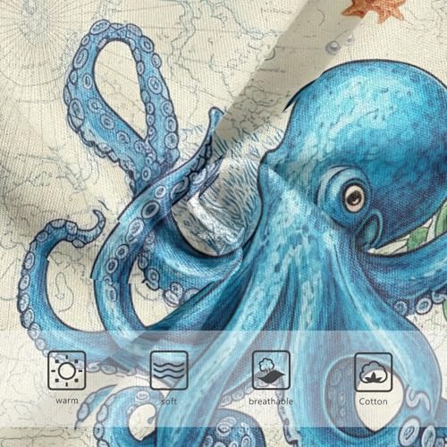 Vintage Blue Octopuses Toddler Cotton Underwear, Cotton Underwear Girls, 2T–8 Years3