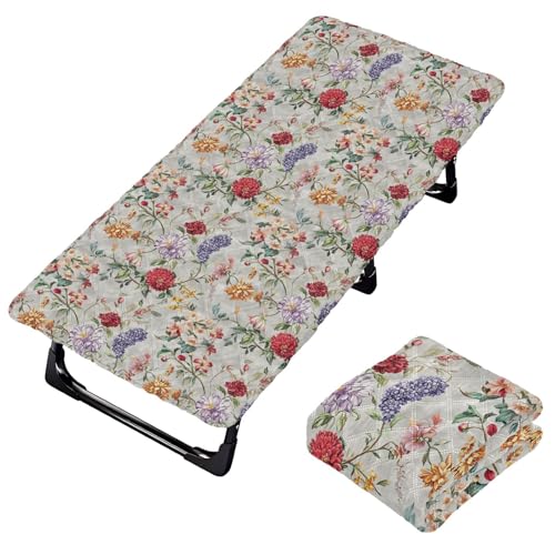 Red Purple Florals Gray Kids Travel Bed Sheet Waterproof Cot Sheet for Floor Bed Toddler for Children Cots Sleeping 50' x 25' (Bed Not Included)