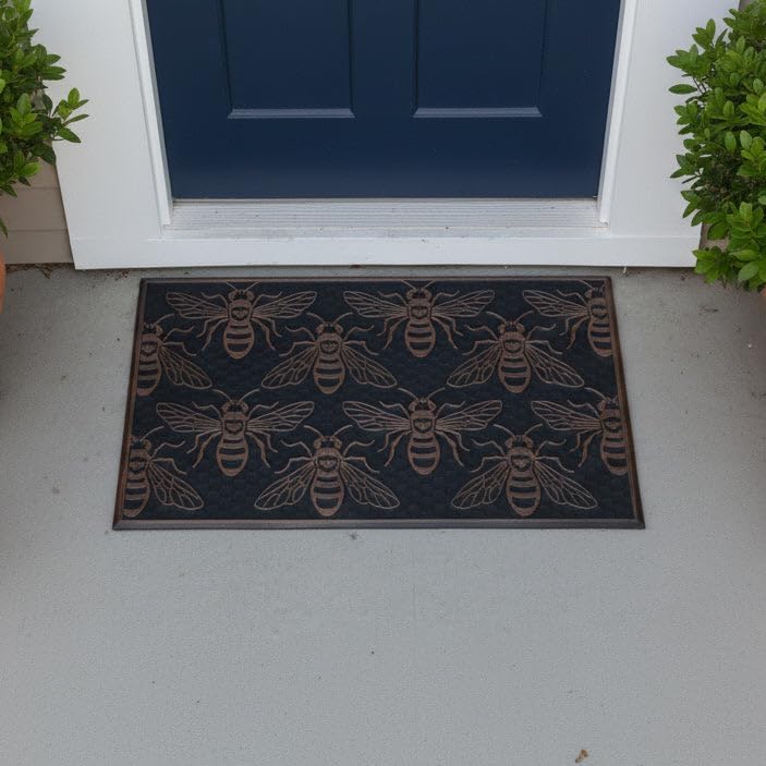The Lakeside Collection Bees Rubber Doormat