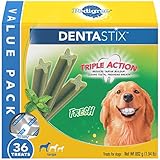 PEDIGREE DENTASTIX Dental Dog Treats for Large Dogs Fresh Flavor Dental Bones, 1.94 lb. Value Pack (36 Treats)