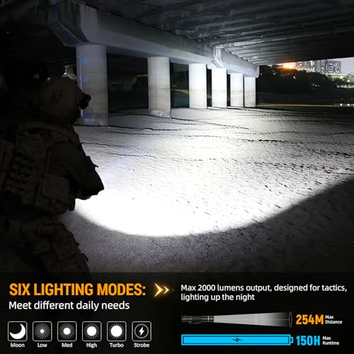 Image of Wurkkos TD02 Led Tactical Flashlight, Super Bright Pocket Flashlights Rechargeable, 2000 High Lumens Flashlight EDC Flash Light with Type C Charging Port Tail Switch for Outdoor and Indoor Activities