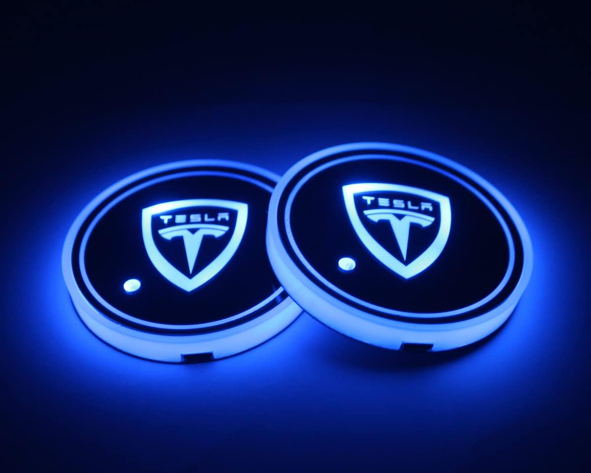 2pcs for Tesla LED Cup Holder Lights,USB Charging Lights up