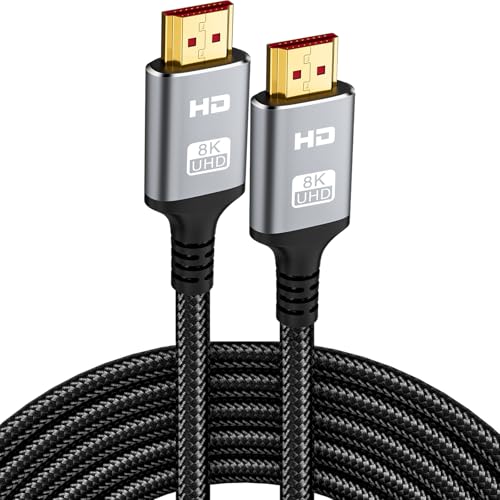 8K HDMI Cable 20FT for Gaming TV Monitor Laptop PS5 Streaming Devices, Braided High Speed 48Gbps Ultra HD Audio Video, 4K/8K/10K Compatible HDMI