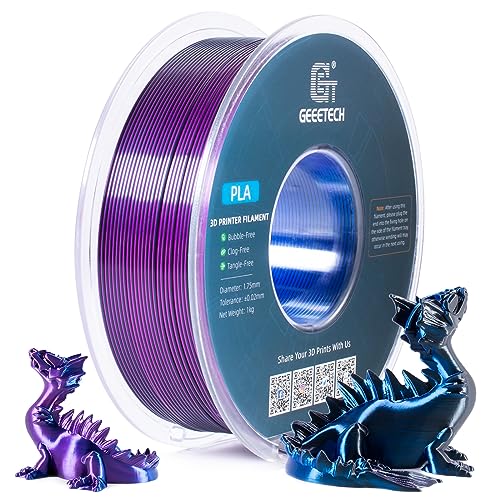GEEETECH Tricolor Silk PLA Filament 1,75 mm, pour imprimante 3D, 1 kg/bobine, bleu soie, violet, noir