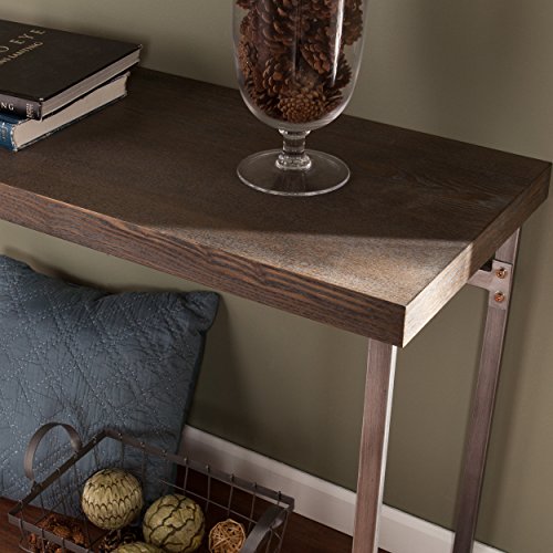 Sei Furniture Nolan, Console Table, Weathered Burnt Oak/Chrome #TOP2