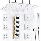 Luxury Spa Rainfall Mist Shower System - 2-Functions 20Inch Led Rain Shower with handheld and Full B
