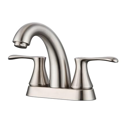 Lexdale Bathroom Sink Faucet Centerset 2 Handles Brushed Nickel Vanity Faucet Brass Bathroom Lavatory Faucet with Pop up Drain and Supply Lines