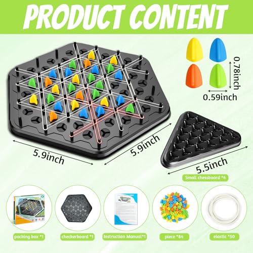 Triangle Chess Game, Wavelength Board Game, Triangle Rubber Band Game for Kids & Adults – Geometric Chess Game & Family Party Games for Family Night, Christmas Games for Families
