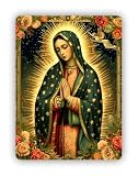 Virgin Mary Sticker – Our Lady of Guadalupe Vinyl Decal, Saint Mother Mary Catholic Religious Stickers for Car Bumper, Prayer Journals, and Laptops, Icons Style with Rose (3' H)