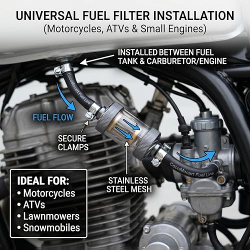Image of 1 /4 inch Universal Fuel Filter, 8mm Inline Fuel Filter with Clear View for Motorcycle ATV Dirt bike Classic bikes and Small gasoline Engines