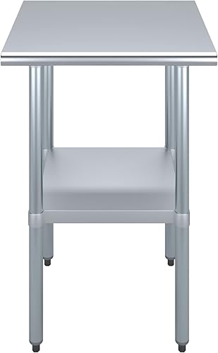 Vista 619 de AmGood Mesa de trabajo de acero inoxidable de 18 pulgadas x 36 pulgadas Mesa de preparación de alimentos de cocina de metal NSF