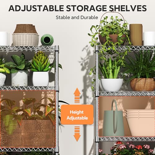 Image of M MZG 6 Tiers Storage Shelves Load 2100LBS, Metal Shelving Wire Metal Shelving Unit Shelves for Storage Adjustable Garage Shelving for Pantry Kitchen Garage Chrome 17.7 inch D x 47.3 inch W x 82.4 inch H