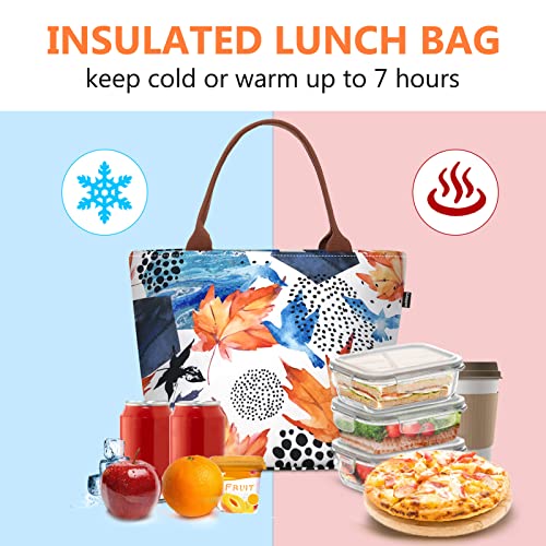 Image of Gloppie Lunch Bag for Women 9L Insulated Lunch Tote Leakproof Cooler Bag | Easy to Wipe Clean, Portable Thermal Bags for Work, Office, Picnic, Keeps Meals Cool Fresh In Summer,Fits 10 Cans, Maple Leaf