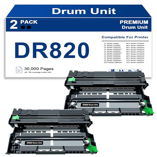 Tambour DR820 Brother compatible HL-L5200DW et MFC-L5900DW lot de 2 unités noires