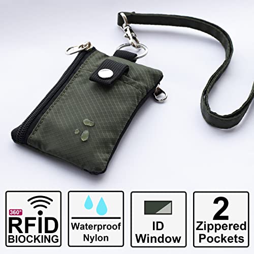 Image of CHENSPRX Minimalist RFID Blocking Small Wallet with ID Window,WaterResistant Zip Id Case Wallet with Lanyard Keychain for Cards,Cash,Travel,Women,Men