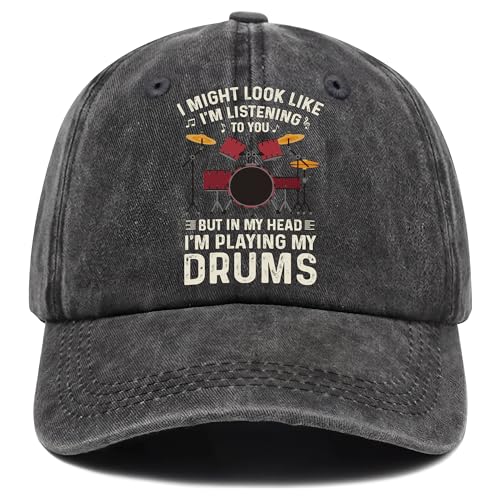 Writpoty Drummer Gifts Gifts for Drummer Music Teacher Music Lover - Vintage Washed Hat for Teachers Day Birthday Christmas Graduation - Im Playing My Drums - Adjustable Baseball Cap