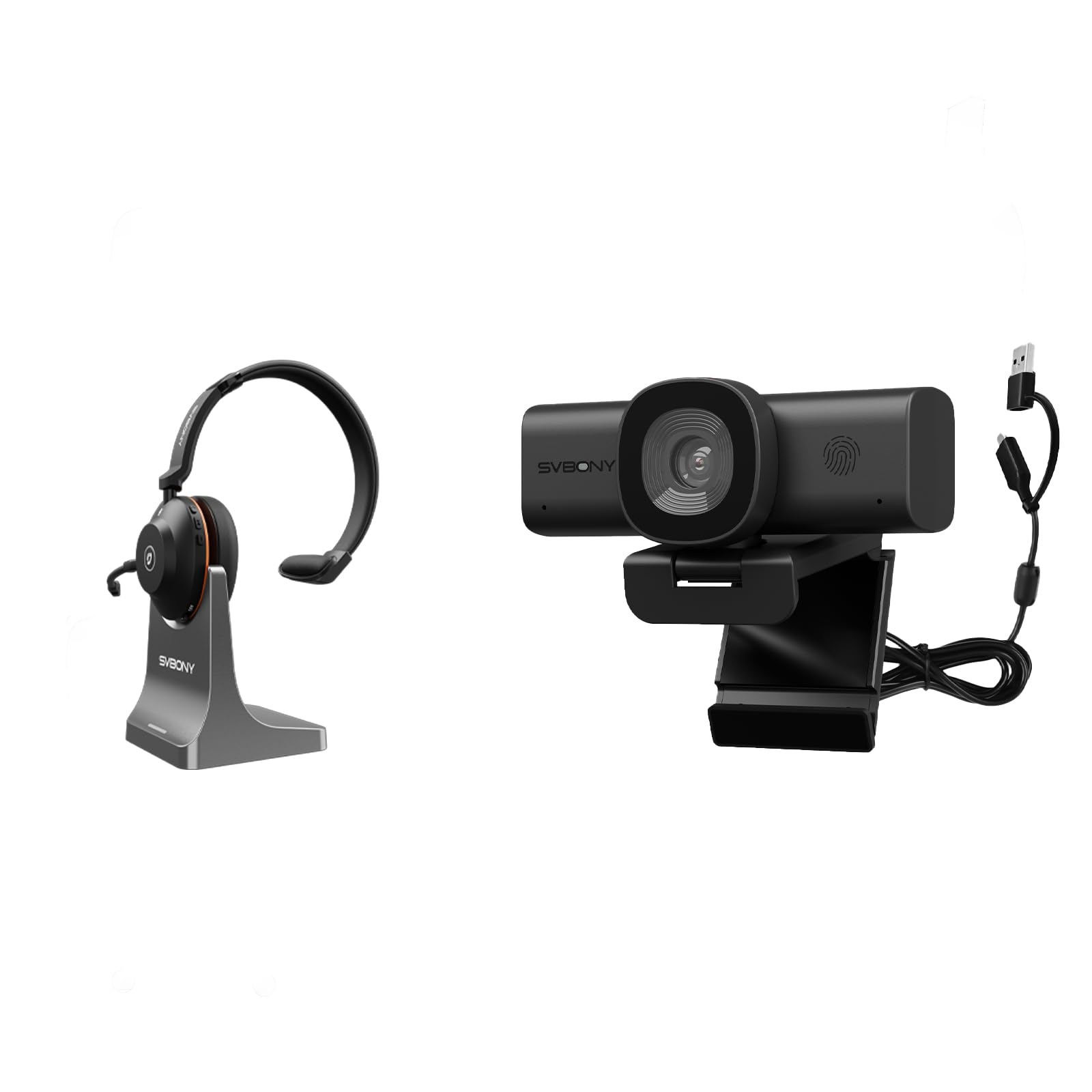 SVBONY Kit Videoconferenza Wireless Completo: Webcam 2K con AI Noise Reduction, Cuffie Bluetooth con Microfono e Base di Ricarica, Plug & Play per Smart Working e Ufficio