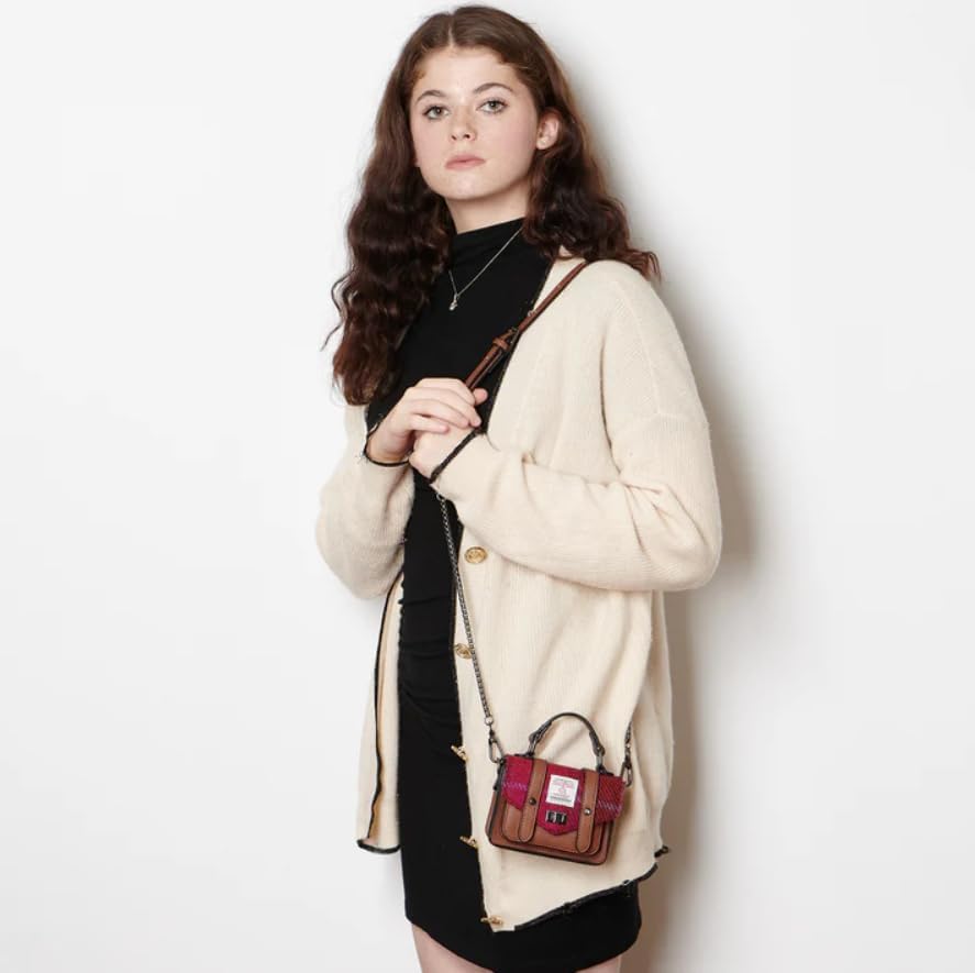 Islander Harris Tweed Wee Satchel, mini bolsa feminina, Tartã
