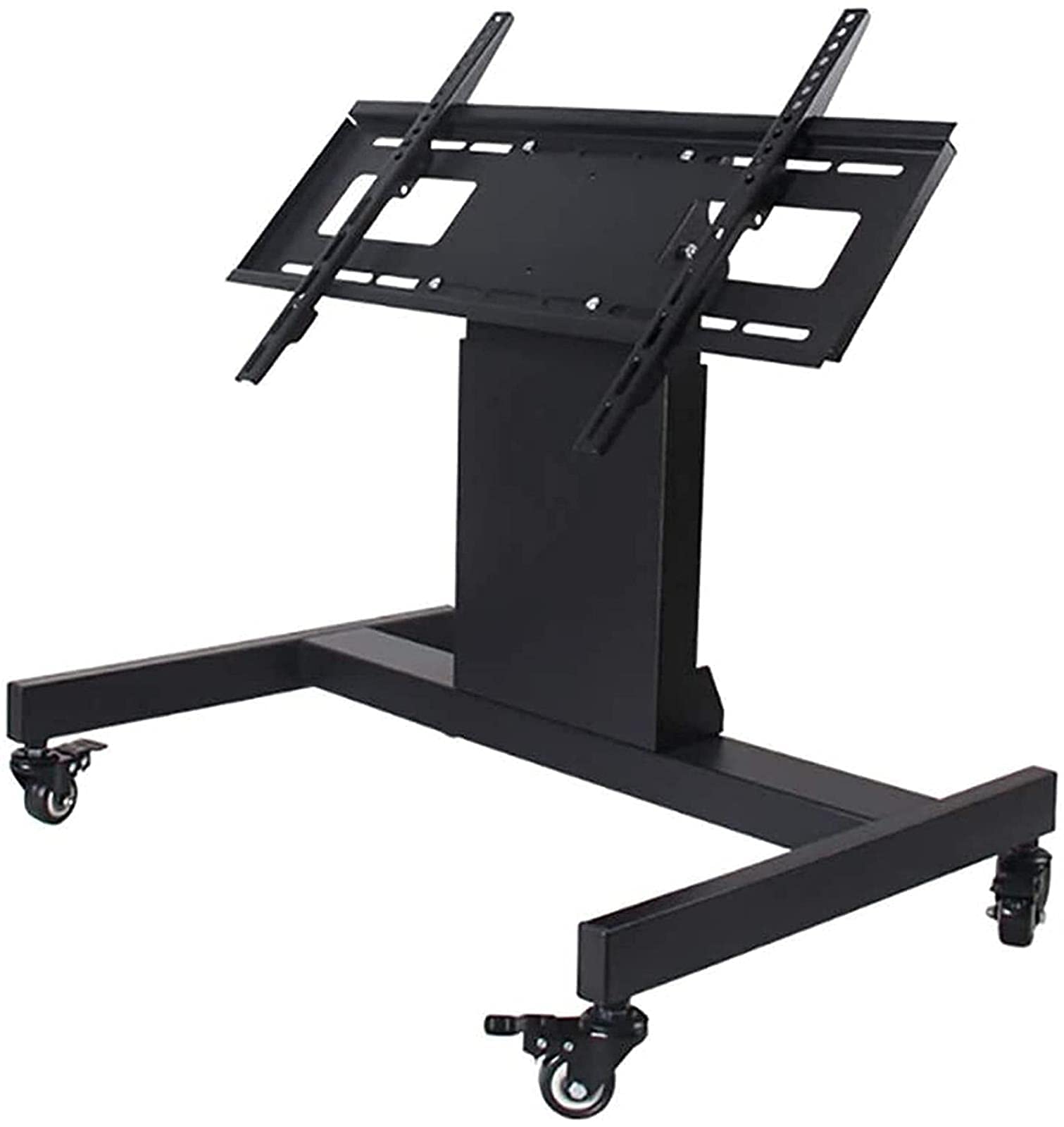 DFGHNBVC Universal Tv Stand, Upgraded Tv Bracket Mount Tv Rack Mobile Floor Stand Advertising Screen Conference Cart Universal Portable Tv Cart,White-55