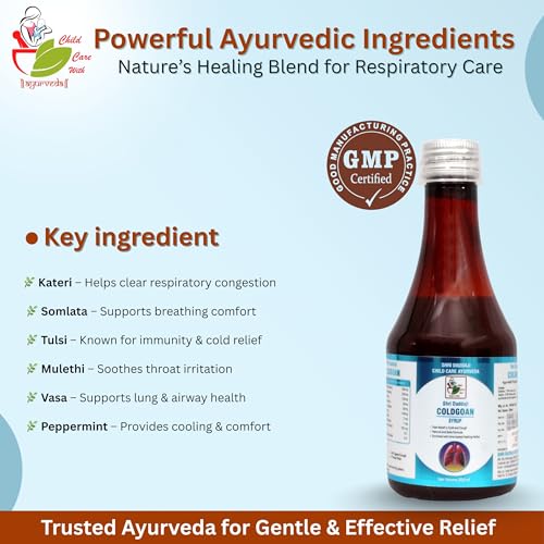 Shri Daddaji Coldgoan Syrup 200 ml | Ayurvedic Cold & Cough Syrup for Children | Helps in Cold, Cough, Sinusitis & Throat Pain | Natural Herbal Formula with Tulsi, Vasa, Somlata - Image 4 thumbnail