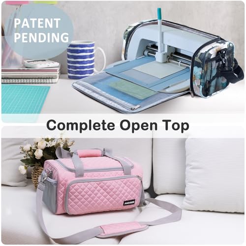 Image of AMOIGEE Carrying Case for Cricutt Joy Xtra, Joy Extra Bag, Full Open Case with Pockets for Cricutt Joy Xtra Accessories and Tools, Dust Cover, Mat