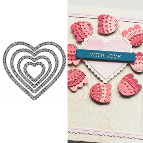 DzIxY Heart Shape Lace Metal Cutting Dies for Card Making Kit Embossing Paper Die Cuts Set Scrapbook Stencils Supplies Machine Templates
