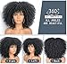 RunM Short Curly Afro Wig With Bangs for Black Women Kinky Curly Hair Wig Afro Synthetic Full Wigs（Black）