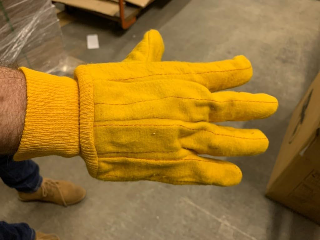 Stauffer Cotton Double Palm Chore Gloves with Knit Wrist Cuff | Yellow Color, 10" Length, 2 Ply Count - (Pack of 12) - Image 6