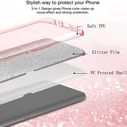 Galaxy S7 Edge Case,Silverback Girls Bling Glitter Sparkle Cute Phone Case with 360 Rotating Ring Stand, Soft TPU Outer Cover + Hard PC Inner Shell Skin for Samsung Galaxy S7 Edge -Rose Gold
