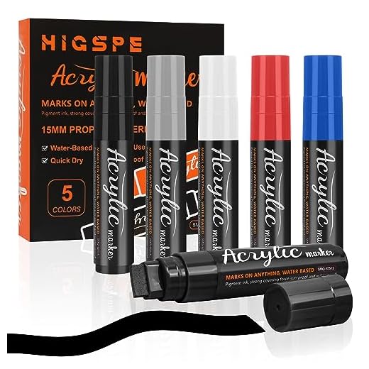 5 Rotuladores Acrilicos Ancho, 15mm 3-in-1 Jumbo Rotuladores Permanentes de Colores, Rotuladores Graffiti Pintura Acrilica Punta para Ceramica Piedras Metal Madera Vidrio, Artista Callejero
