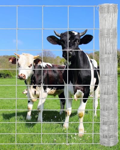 Garvee Cattle Fence 5ft x 328ft - Heavy Duty Galvanized Wire Fence & Chain Link Fence for Hog Goat Sheep & Deer; Ideal As Goat Fencing Deer Fence Yard Protection & Livestock Cattle Panel
