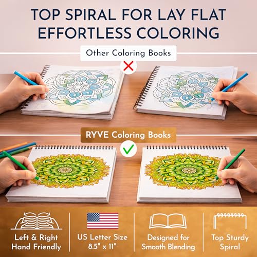 Image of Premium Artistic Mandala Coloring Book for Adults - 50 Abstract Designs - 180gsm Thick Bleed-Proof Paper, Spiral Bound Lay-Flat, Perforated - Frameable Art, Relaxation Gifts for Women, Adult Coloring