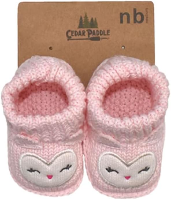 Shag Wear Newborn Baby Girl Owl Knit Socks Pink, Soft and Cozy, Cute Owl Design, 100% Cotton - Image 2