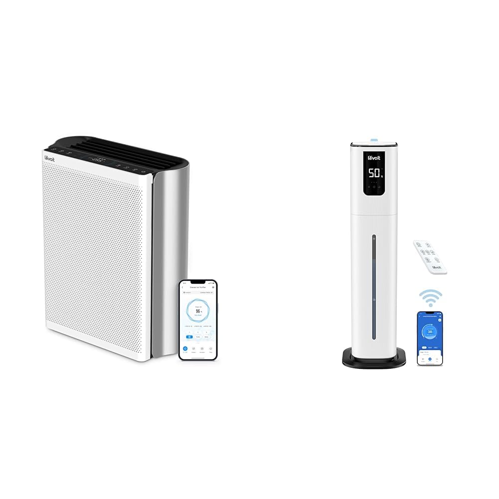 LEVOIT Air Purifiers for Home Large Room with Washable Filter 3-Channel Air Quality Monitor OasisMist 1000S 10L Smart
