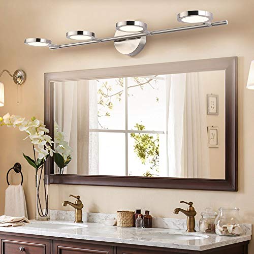 Joossnwell Led Bathroom Lights Fixtures, 4-Lights Vanity Lights Adjustable 20W 29.92" Inch 4000K Nickel Finish Swing Arm Up And Down Wall Sconces #TOP2