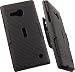LUMIA 735 CLIP, NAKEDCELLPHONE'S BLACK RIBBED HARD CASE COVER + BELT CLIP HOLSTER WITH STAND FOR MICROSOFT/NOKIA LUMIA 735 730 PHONE (VERIZON/UNLOCKED)