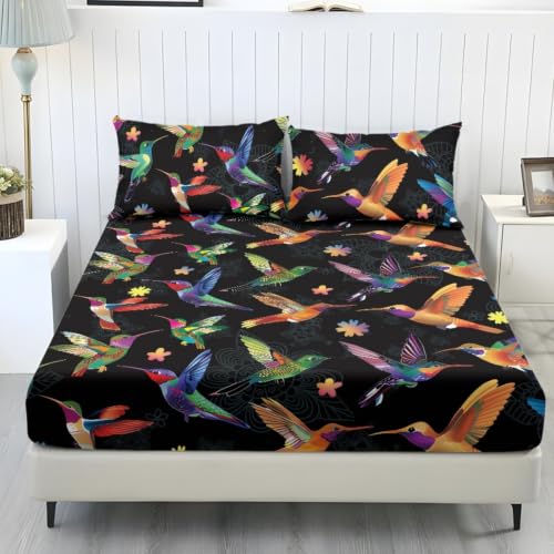 Image of HJOSWVNS Double Fitted Sheet Double Bed Sheet Bed Cover Bedsheet 30cm Deep