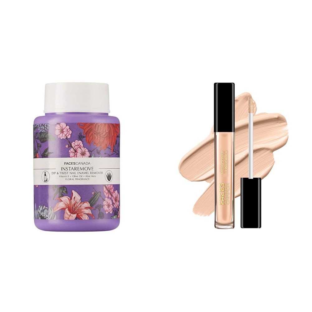 FACESCANADA InstaRemove Dip & Twist Nail Enamel Remover, 80 ml & High Cover Concealer - Caramel Crunch 03, 4ml-image-25