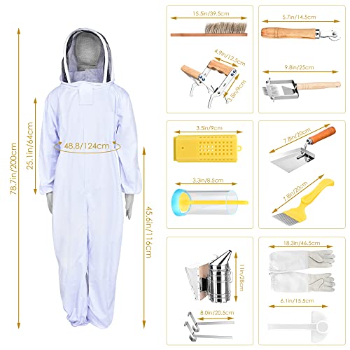 Nanpaders 13-Teiliges Imkerei-Werkzeugset mit Ganzkörper-Deluxe Imker-Starter-Kit, Bienenzucht-Kit, mit abnehmbarem… – Bild 4