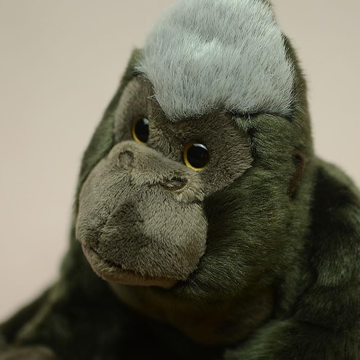 Peluche de gorille à dos argenté réaliste : singe noir et gris pour collectionneurs