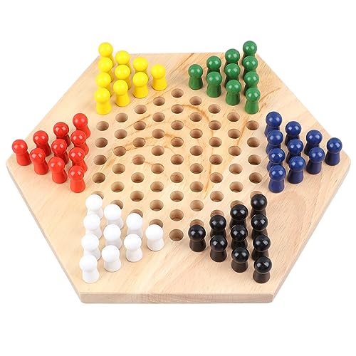 Chinese Checkers Set, Wooden Material with Smooth Surface, Chinese Checkers Set with Chess Pieces for Home Travel Camping for Kids and Adults