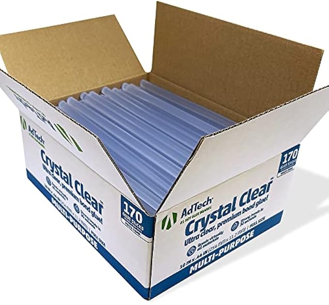 Adtech Hot Glue Sticks, 10" Full Size, Clear, 170 Count