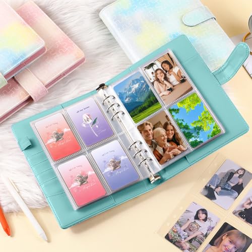 Kpop Binder Kpop Binder A5 Kpop Photocard Holder, 120 kieszeni, 4 kieszenie, 30 stron, album fotograficzny 6 segregatorów ze skóry PU, album kolekcjonerski do kolekcji zdjęć (zielony)