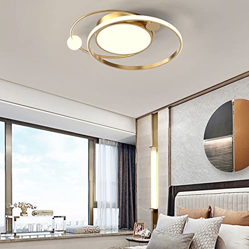 Plafonnier LED moderne &agrave; intensit&eacute; variable 31W dor&eacute; pour salon et chambre
