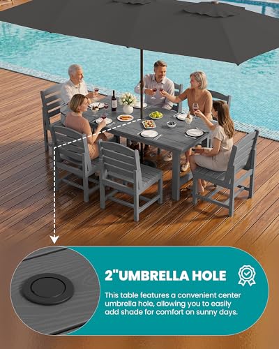 Image of SERWALL Patio Dining Sets for 10 Person, HDPE Dining Set with 2 Tables, 8 Armless Chairs and 2 Armed Dining Chairs, Gray
