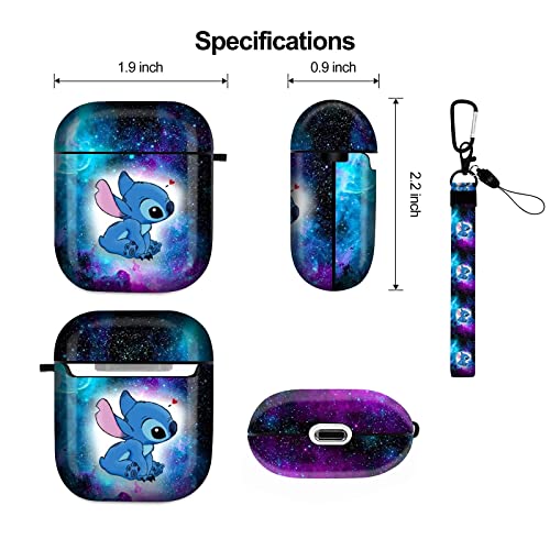 Stitch Airpods Case Protectiv Cover,Fully Protected Shockproof Cartoon Case With Keychain Clip Carabiner And Lanyard,Compatible With Apple Airpods 2 And 1 (Star Stitch) #TOP1