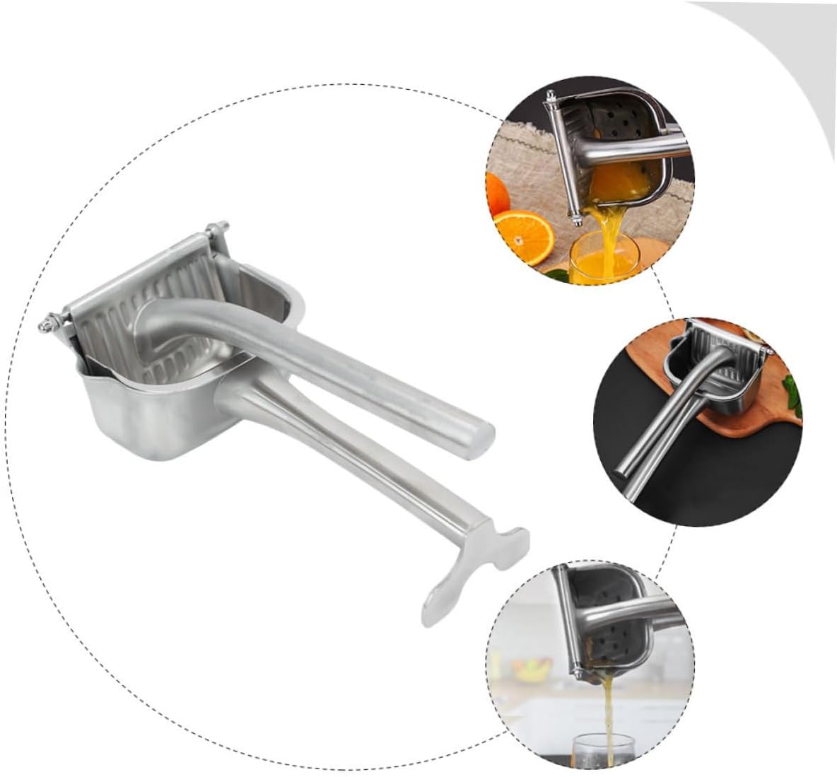 Healifty Stainless Steel Manual Citrus Juicer Portable Fruit Squeezer for Lemon Orange Grapefruit Easy to Clean Multipurpose Kitchen Extractor for Home Camping Picnic