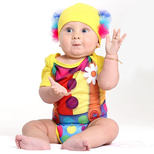 Fantasia Body Palhaço Bebe 911428 M-6 meses, Sulamericana Fantasias, Amarelo/Vermelho/Azul