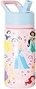Simple Modern Kids Summit Water Bottle with Straw Lid | Disney Princess 14oz Stainless Steel Cup Insulated Tumbler for Girls, School | Princess Rainbows