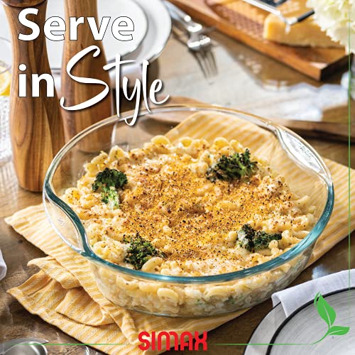 Simax Exclusive Clear Round Glass Casserole | Includes Glass And Plastic Lid, Heat, Cold And Shock Proof, Made In Europe, 2.5 Quart Pot + 1.5 Quart Lid #TOP1